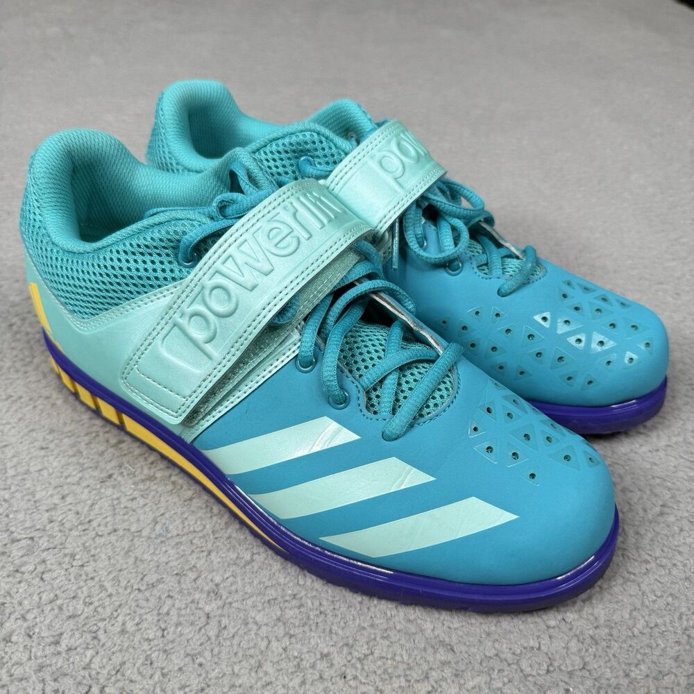 Adidas Powerlift 3.1 Weightlifting Shoes Women 9.5 Aqua Strap Trainer Gym BY8890